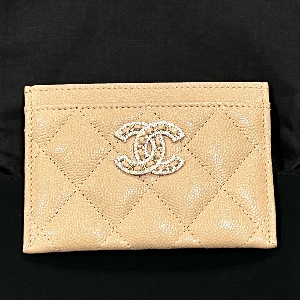 22S Chanel Crystal CC Flat Card Holder